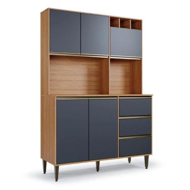 Imagem de Armário de Cozinha 5 Portas 3 Gavetas Nicho Versatti Freijo/ Grafite