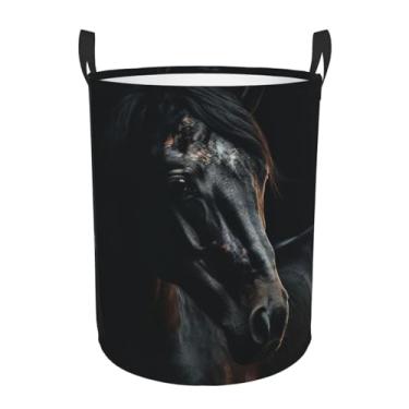 Imagem de Um cesto de roupa suja Dark Horse, dobrável, impermeável, cesto de armazenamento de roupas com alças, pano Oxford, organizador de brinquedos, cesta para banheiro, lavanderia, quarto, médio