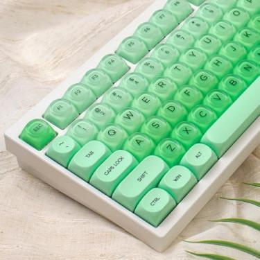 Imagem de 132 teclas PBT Dye Sub Green Jelly Keycaps MOA Profile Teclas compatíveis com teclado Wooting 61/64/87/104/108 Cherry Mx Switches Teclados mecânicos