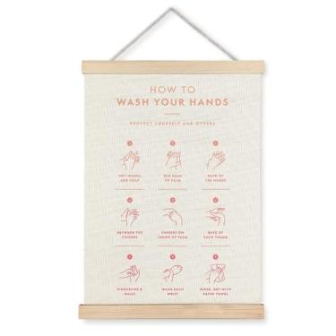 Imagem de ignytiger Placa Wash Your Hands Decoração de parede de banheiro infantil, impressão de pôster emoldurado para meninas, meninos, crianças, banheiro, banheiro, banheiro, decoração de banheiro, 30,5 x
