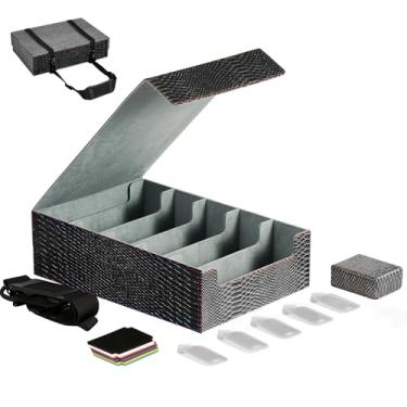 Imagem de Scimi Caixa de armazenamento magnética de couro para cartões colecionáveis – Design de estojo de baralho de 5 fileiras, capacidade para YuGiOh, MTG, TCG e cartões esportivos, inclui 24 divisórias