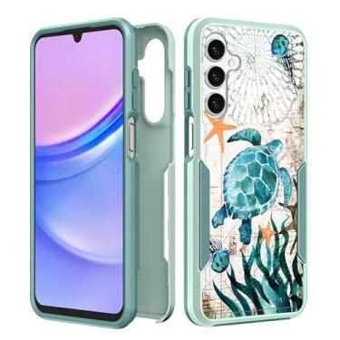 Imagem de Plakill Capa de telefone feminina para Galaxy A14 5G - Capa feminina fofa Kawaii feminina estética design exclusivo tartarugas proteção resistente à prova de choque grau militar adolescentes para