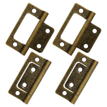 Imagem de Semrien 12 dobradiças de porta sem encaixe, dobradiças de armário de extremidade de 5 cm, dobradiças de porta duplas de metal bronze para armário, janelas, caixas de madeira (Bronze)