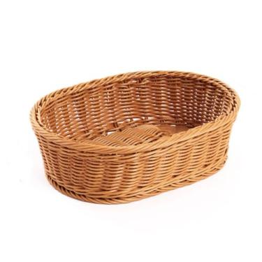 Imagem de Cesta de pão de vime, cesta de armazenamento tecida à mão para cesta de frutas, vegetais, cosméticos em casa, restaurante e padaria (pacote com 2)