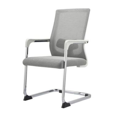 Imagem de Kit 4 Cadeiras de Escritório Locutor Avila Tela Mesh Cinza Polipropileno Branco Base Fixa Cromada