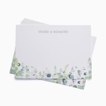Imagem de ANGEL & DOVE Cartões de lembrança de funeral, pacote com 50, design de eucalipto "Share a Memory"