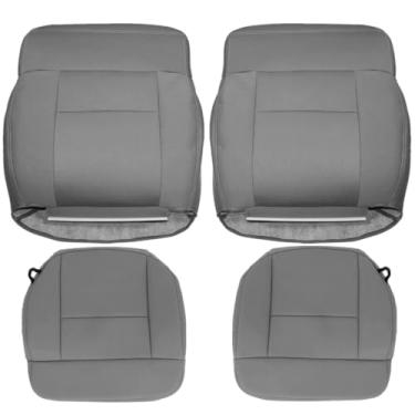 Imagem de GXARTS Capa de assento de pano de substituição do lado do motorista e do passageiro e parte superior traseira inclinada cinza compatível com Ford F150 STX XL XLT 2004 2005 2006 2007 2008