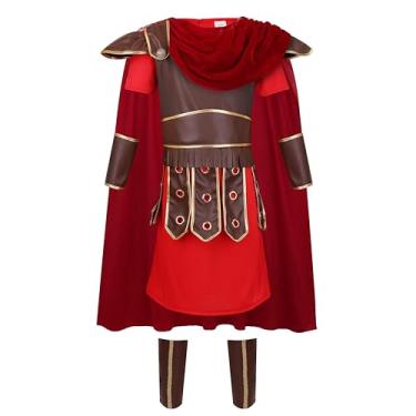 Imagem de AGCOAH Fantasia infantil de guerreiro, armadura romana, soldado espartano, cosplay de Halloween, Marrom avermelhado, Medium (6-7Y)