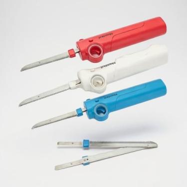 Imagem de Faca elétrica recarregável, conjuntos de lâminas duplas, carregamento USB-C, 7,4 V DC, bateria de 1500 mAh - filé, picar, cortar - carnes, legumes, pão (vermelho)