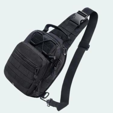 Imagem de Bolsa Pochete Ombro Peito 3 Bolsos Bornal Nylon Militar Tático Resiste