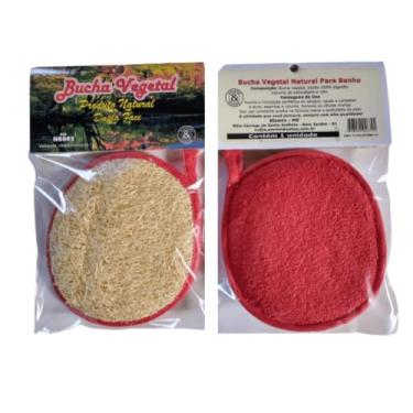 Imagem de 2 Unidades Bucha Vegetal Natural para Banho, Dupla Face, 15 x 13 cm, Remove Células Mortas