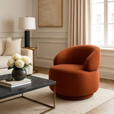 Imagem de Poltrona Mimo Confortável para Sala e Quarto Giratória Orgânico Terracota