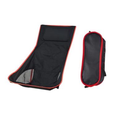 Imagem de MotiveTech Cadeira Dobrável para Acampamento, Substituição de Cadeira de Praia, Tecido Oxford com Bolsa de Armazenamento, Apoio de Cabeça, Encosto Alto para Páti, Vermelho
