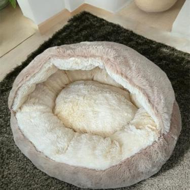 Imagem de CAMINHA PET NUVEM COBERTA M FECHADA CAMA PLUSH CASINHA TOCA FORMATO DONUT ROSQUINHA REDONDA NINHO CASA PELUCIA FUNDO ANTIDERRAPANTE PET CACHORROS E GATOS 50CM (CINZA)