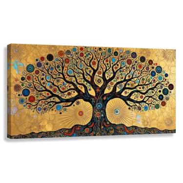 Imagem de Árvore da Vida Arte de parede Impressão em tela Decoração Fotos Pintura para sala de estar Quarto em ouro 60x30cmx1