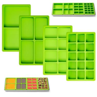 Imagem de Divisores de bandeja de silicone de cavidade mista para secador de congelamento direto da colheita, bandejas médias e pequenas, 4 bandejas de silicone verde para colheita, acessórios de liofilização