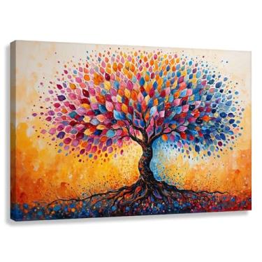 Imagem de Árvore da Vida Arte de Parede Impressão em Tela Decoração Life'S Harmony Cena da Natureza Multicolorida Sala de Estar Quarto 90x60cmx1