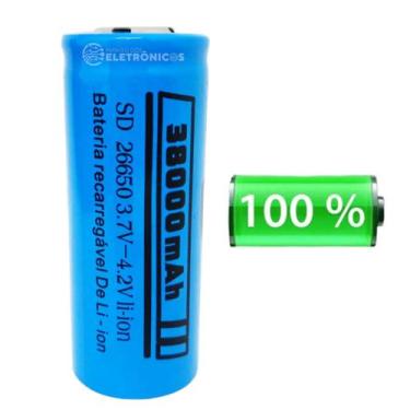 Imagem de Bateria Recarregável Li-Ion 26650 Potencia 38000mAh 3.7V Para Lanterna