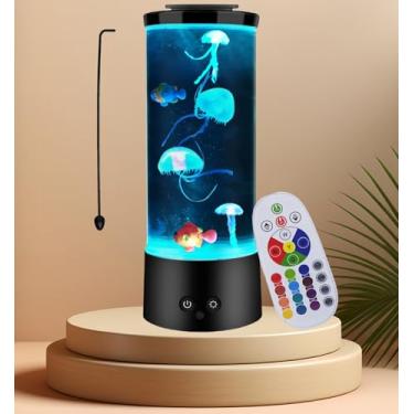 Imagem de LEHAHA Lâmpada de água-viva com 16 cores que mudam de cor, luz de humor, presente com controle remoto USB/bateria, água-viva, aquário para casa, escritório, mesa, decoração de quarto, presentes para