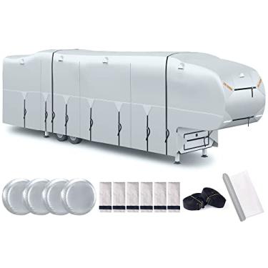 Imagem de SELIMON Capa Para Trailer De 5 Rodas 300D Top Com Revestimento Poliuretano À Prova D'Água, Resistente A Rasgos E Uv Inverno, Compatível Trailers Brinquedo 26' 29'