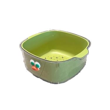 Imagem de Cesta de frutas de camada dupla para limpeza e drenagem de água doméstica cesta de louça para cozinha