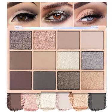 Imagem de Paleta de sombras neutra Smokey, paleta de sombras nude, prata, cinza, preto, creme, paletes de maquiagem para mulheres, sombra natural para olhos, longa duração, aparência natural