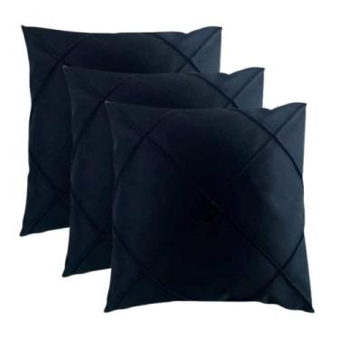 Imagem de Kit 3 Capa Almofada Suede Drapeada Macia Decorativa- 45x45 - Enxovais 