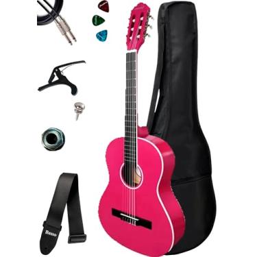 Imagem de Violão Elétrico Giannini Canhoto N14 + Capa E Acessórios (Pink Glossy)