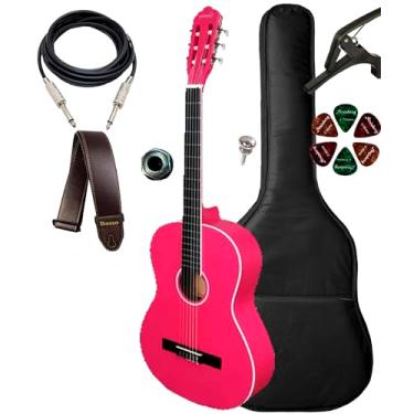 Imagem de Violão Elétrico Giannini Canhoto N14 + Capa Luxo Acessórios (Pink Satin)