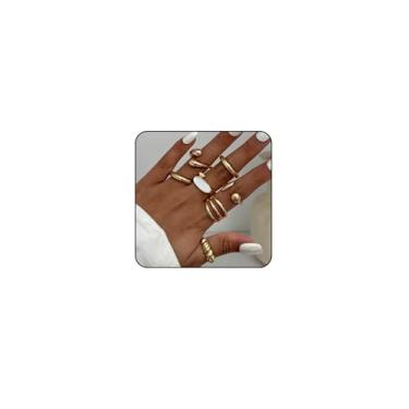 Imagem de Anéis de ouro para mulheres, não manchados, grossos, conjuntos de anéis de prata grande, anel de declaração de polegar grosso, singet, prata, anel empilhável, moderno, vintage, joia grossa, Metal, Sem