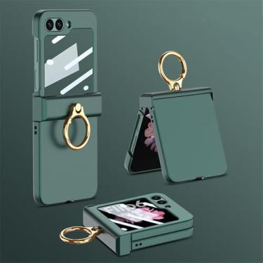Imagem de Capa de telefone com suporte de anel de plástico para Samsung Galaxy Z Flip 6 Flip6 5G Capa de proteção fina com dobradiça completa, verde, para Galaxy Z Flip6