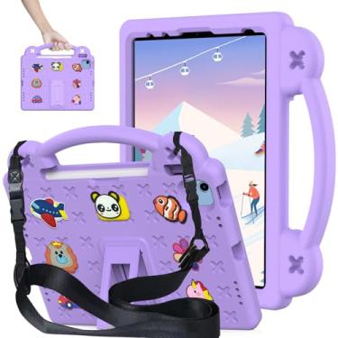 Imagem de YRH Capa infantil para iPad A16 28 cm 2025, com alça de suporte, capa à prova de choque de EVA, roxa