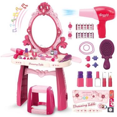 Imagem de Brinquedo de mesa de maquiagem Toddler Vanity com espelho e cadeira pa