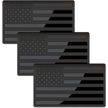 Imagem de Adesivos adesivos gravados em metal 3D totalmente preto com bandeira a