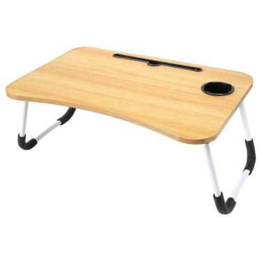 Imagem de Mesa Bandeja Para Notebook Laptop Dobrável Colo Madeira - Jolitex