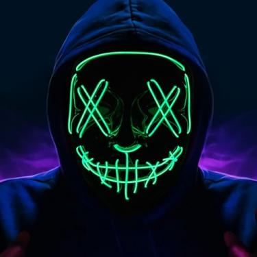 Imagem de Peywot Halloween LED Light up Mask, The Purge Masks with 3 Lighting Modes, Scary Mask for Festival Cosplay (Green)