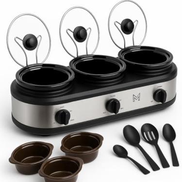 Imagem de Rechaud Elétrico Cozinha Lento Triplo Buffet Slow Cooker Inox 220v