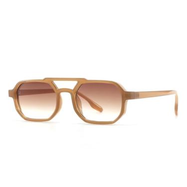 Imagem de Óculos de sol retrô fashion feminino masculino óculos de sol clássico vintage festa ao ar livre (marrom)