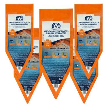 Imagem de Kit 5 Packs Argamassa Polimérica Cola Blocos E Tijolos 3Kg