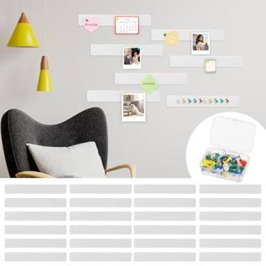 Imagem de 24 peças, placa de cortiça, faça você mesmo, placa de feltro autoadesiva, faixa de tábuas de avisos para decoração de escritório escolar (branca)