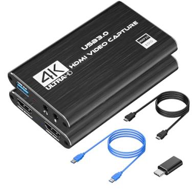 Imagem de Placa de captura, placa de captura de vídeo HDMI 4K, dispositivo de captura de vídeo USB 3.0 1080p 60FPS, cartão de captura de jogos para streaming, funciona com Nintendo Switch, Xbox Series X/S, Xbox