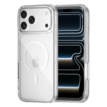 Imagem de baozai Capa para iPhone17 Pro, compatível com MagSafe, proteção à prova de choque de grau militar, capa magnética fina e transparente antiamarelamento para iPhone 17 Pro-Clear
