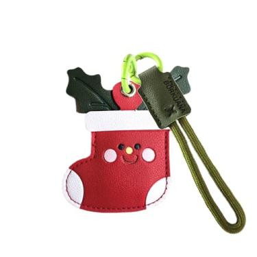 Imagem de Capa de couro compatível com AirTag, linda capa protetora com chaveiro e cordão, antiarranhões, rastreador GPS para chaves, bolsa, animais de estimação, mochila (K)