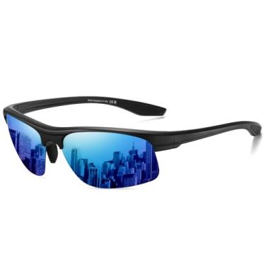 Imagem de DUCO Óculos de sol esportivos polarizados para homens, armação TR90, proteção UV400 para dirigir, golfe, pesca DS6006, Armação preta, lente azul Revo, common