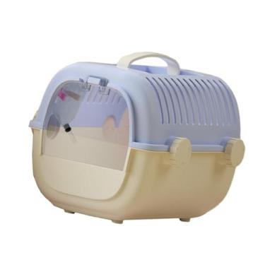 Imagem de IEUDNS Gaiola de transporte para hamster, gaiola portátil de saída respirável, transportadora de pequenos animais para gerbil, animais pequenos, viagens ao, Branco Azul