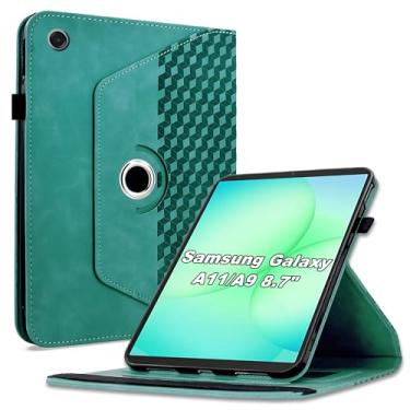 Imagem de Varohix Capa para Samsung Galaxy Tab A11/A9 modelo de 8,7 polegadas (SM-X110/X115/X117), capa protetora de couro PU com rotação de 360 graus com hibernar/despertar automático, porta-cartão e alça de