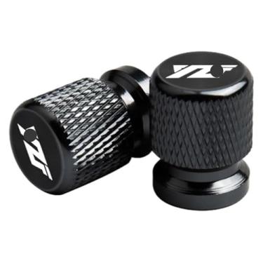 Imagem de 2 peças de tampas de tampa de haste de porta de ar de válvula de pneu de metal acessórios de motocicleta compatíveis com Y&AMAHA YZF R1 R3 R6 R25 R125 R1M YZFR1 YZFR6 YZFR3 (preto)