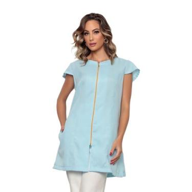 Imagem de Jaleco Manga Curta com Zíper Azul Claro Lala - Gardenia Jalecos, G