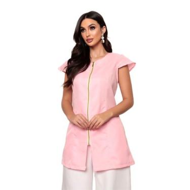 Imagem de Jaleco Manga Curta com Zíper Rosa Claro Lala - Gardenia Jalecos, P