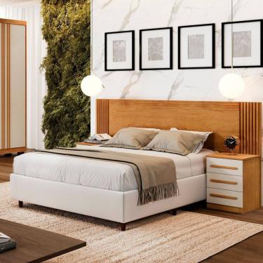 Imagem de Cabeceira Casal Extensível Valência Cinamomo/Off-White